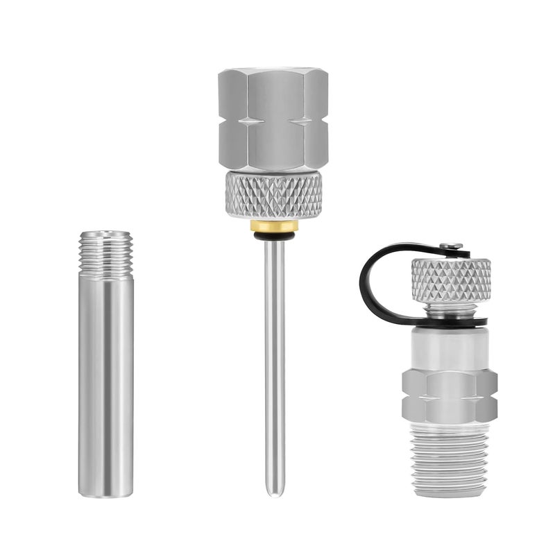 Roastove Stainless Steel Gauge Adaptor 1/4 NPT Female,2-1/2 OAL x 1-2/5" x 1/8" Probe with Stainless Steel Sheath,Pressure Gauge Fitting kit - Image 1